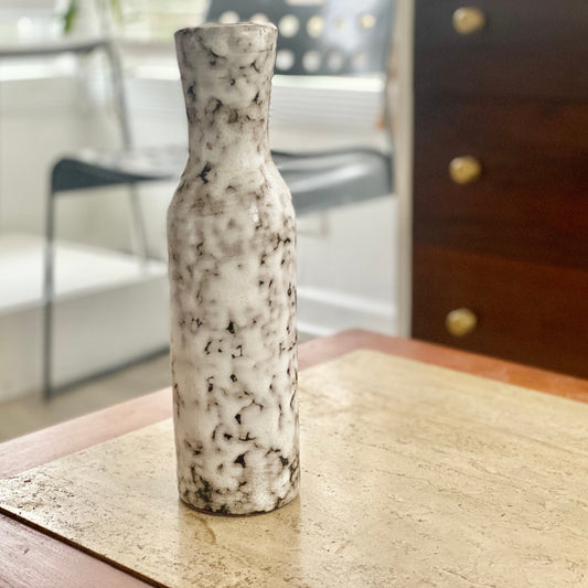 Large Bottle Shaped Vase by Gustav Sporre, Ziegler Keramik, Switzerland. Measures 3 1/4 X 11 1/2″h.