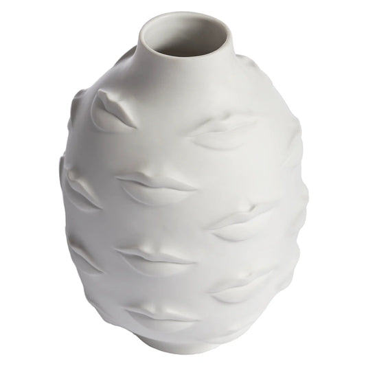 Modern Abstract "Kiss" Vase | Hand-Carved Matte White Porcelain