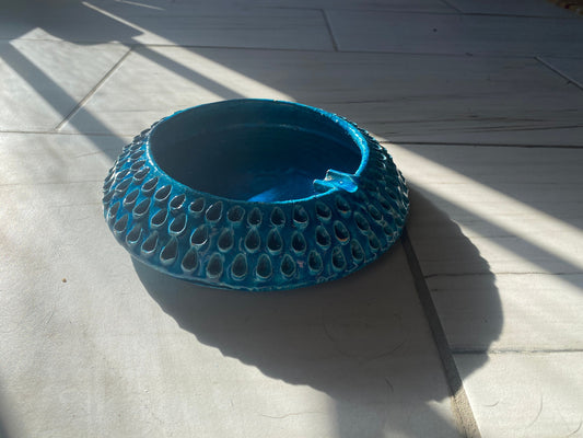 Vintage Bitossi Ashtray: Mid-Century Modern Italian Ceramic, Rimini Blue