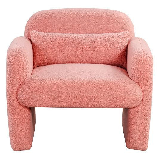 Modern Sherpa Accent Chair in pink