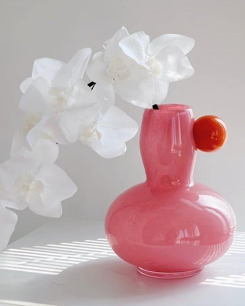 Handblown Jelly Bean Dopamine Flower Vase – Whimsical Bubble Glass Centerpiece-1