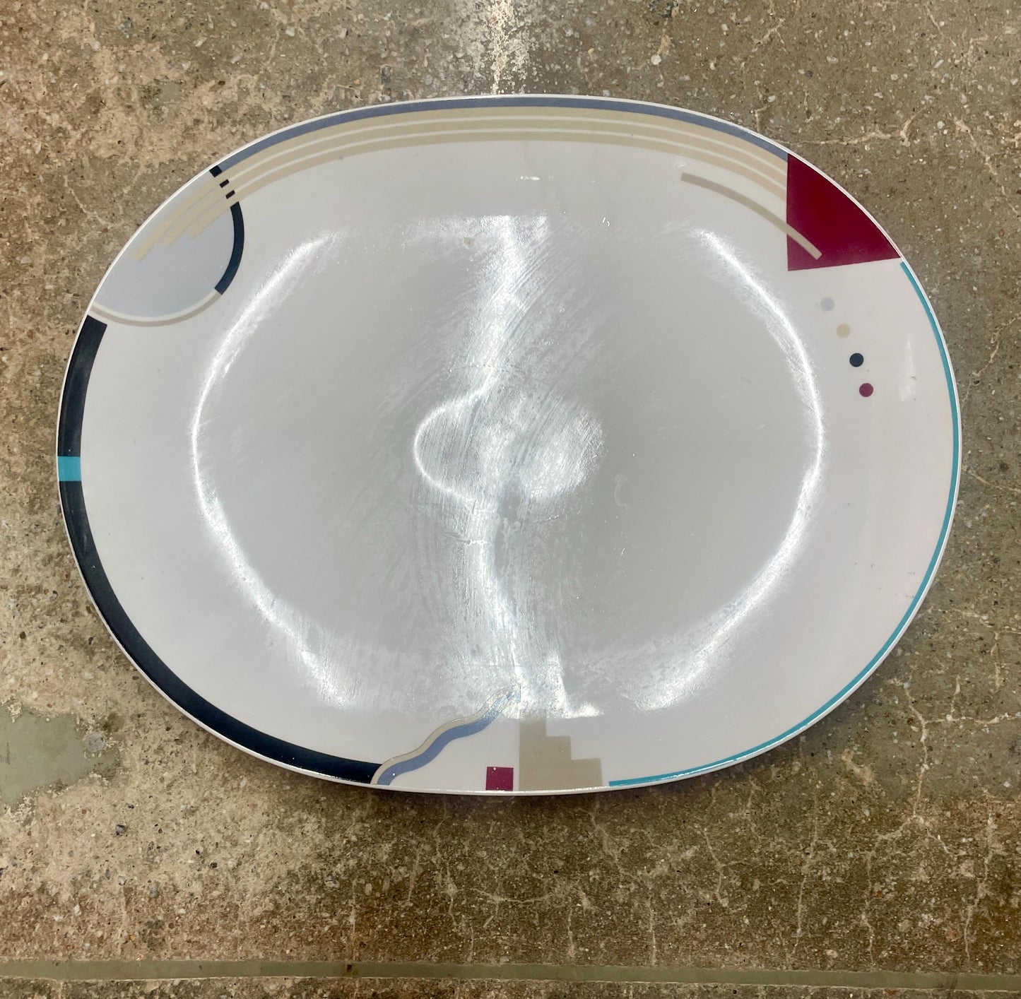 Vintage Studio Nova "Attitudes" Serving Set: Oval Platter and Bowl - Geometric Design, 1994-2000