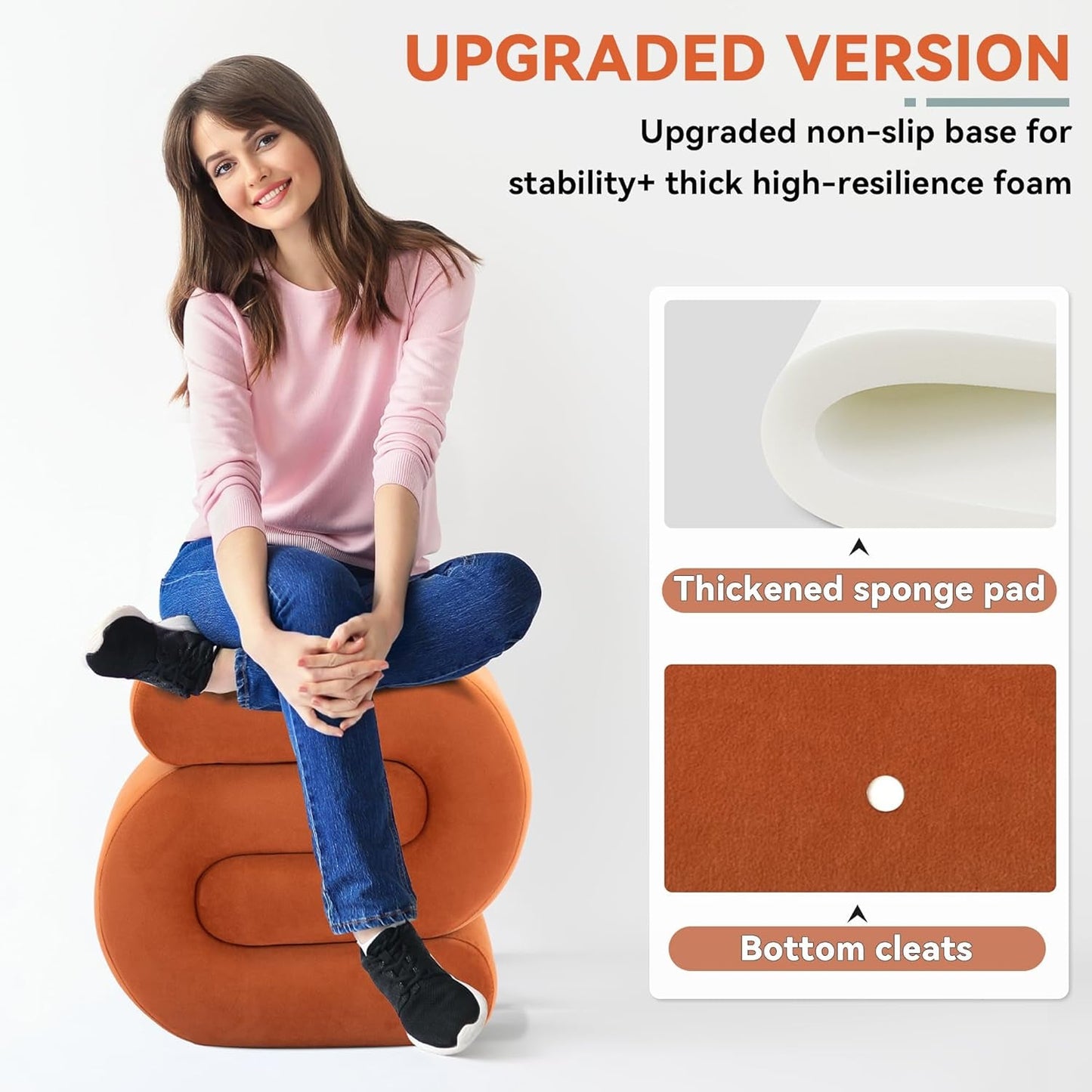 Curvilinear S-Sculpt Ottoman: A Neo-Modern Velvet Statement