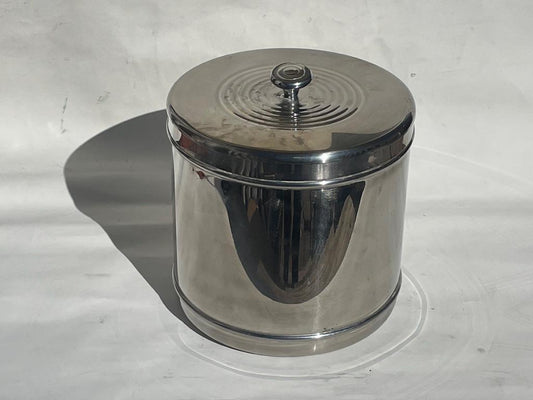 Vintage Modern Stainless Steel Ice Bucket & Wine Chiller - Double Walled - Lidded - 8.5" - Silver-Toned