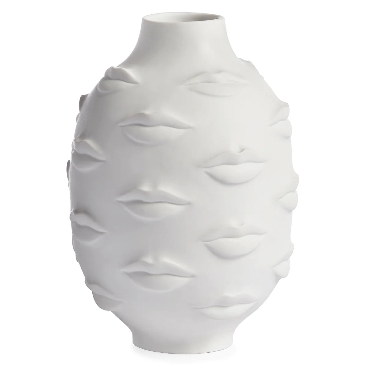 Modern Abstract "Kiss" Vase | Hand-Carved Matte White Porcelain