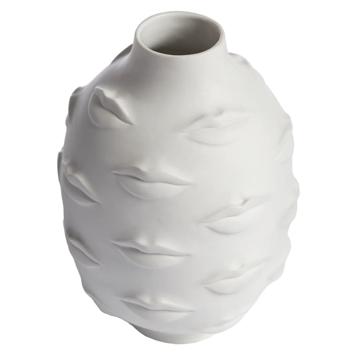 Modern Abstract "Kiss" Vase | Hand-Carved Matte White Porcelain