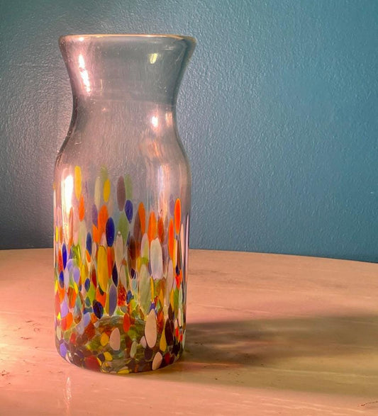 Vintage Rainbow Murano Style Blown Glass Pitcher