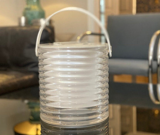 Vintage Lucite and White ABS Ice Bucket by Sally Designs, circa 1970s
