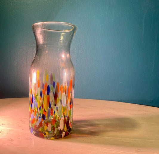 Vintage Rainbow Murano Style Blown Glass Pitcher