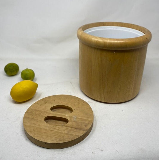 Vintage Wood Ice Bucket with Removable Insulated Liner & Wood Lid MCM