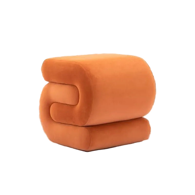 Curvilinear S-Sculpt Ottoman: A Neo-Modern Velvet Statement