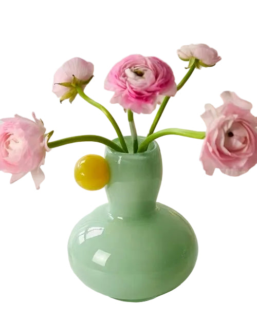 Handblown Jelly Bean Dopamine Flower Vase – Whimsical Bubble Glass Centerpiece-3