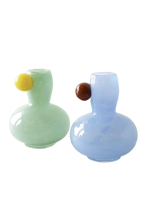 Handblown Jelly Bean Dopamine Flower Vase – Whimsical Bubble Glass Centerpiece-4