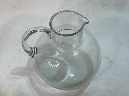 Vintage Mid Century Modern Round Body/Bottom Pitcher, Clear Glass.