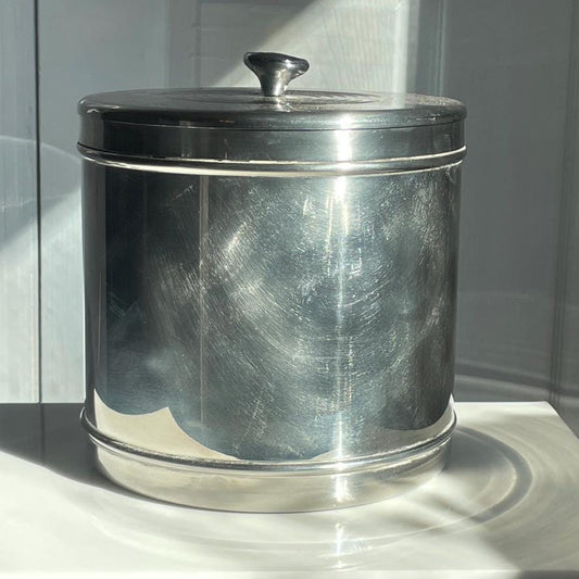 Vintage Modern Stainless Steel Ice Bucket & Wine Chiller - Double Walled - Lidded - 8.5" - Silver-Toned
