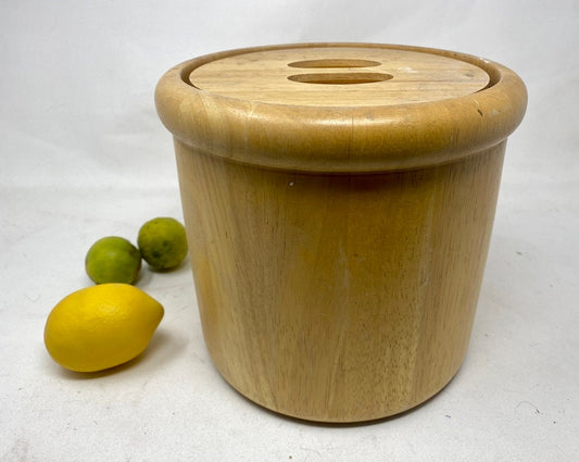 Vintage Wood Ice Bucket with Removable Insulated Liner & Wood Lid MCM