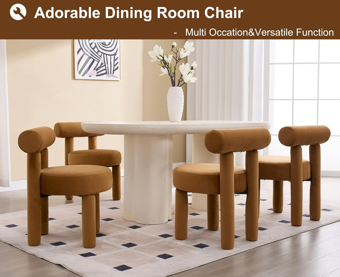 Curvilinear Velvet Dining Chair: A Sculptural Neo-Modern Statement