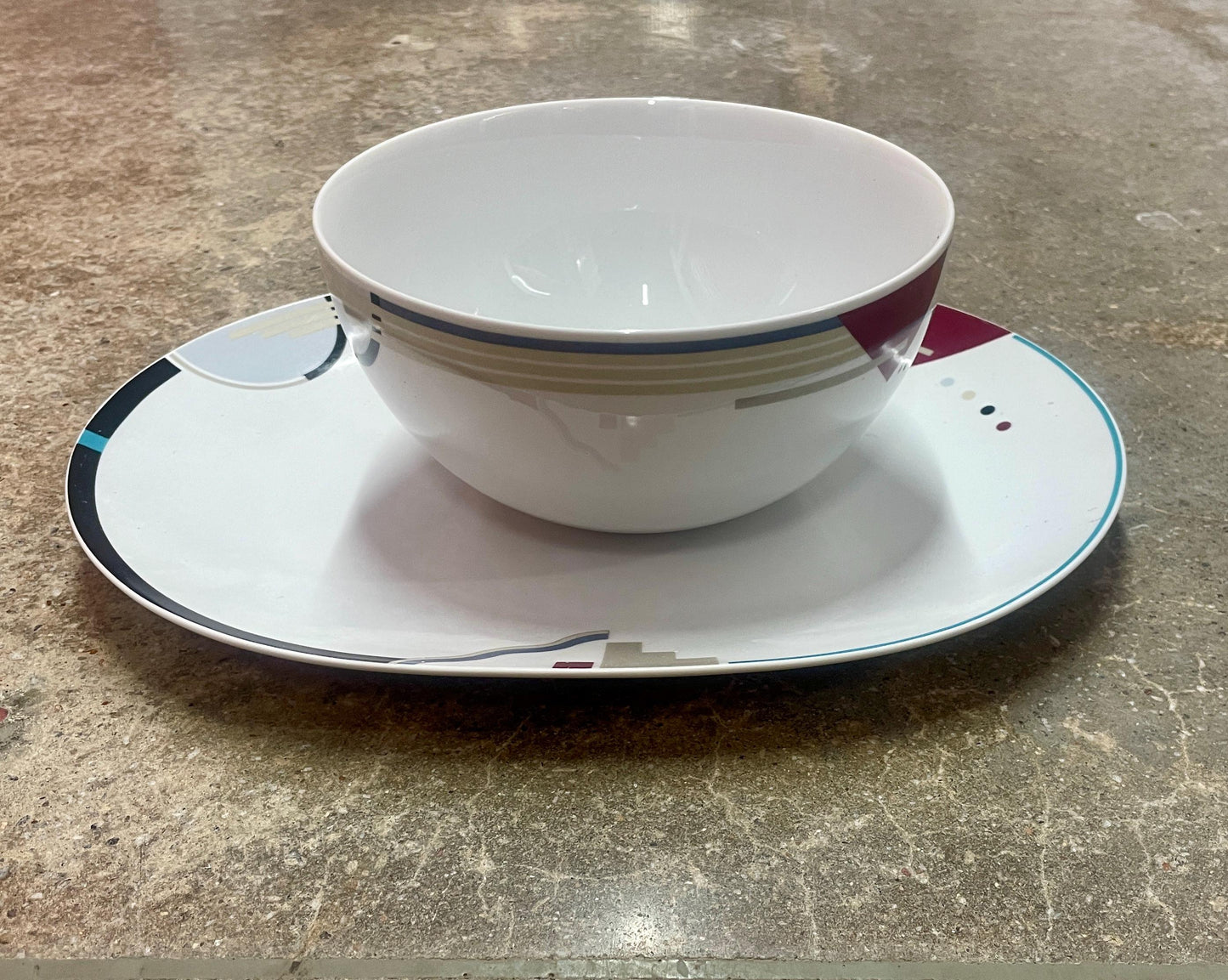 Vintage Studio Nova "Attitudes" Serving Set: Oval Platter and Bowl - Geometric Design, 1994-2000