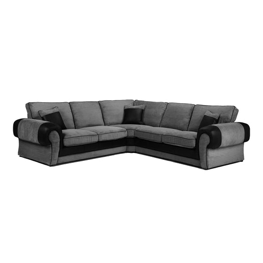 Tango Large Corner Sofa Black&Grey Cord